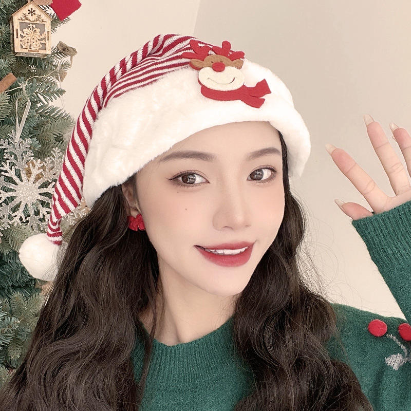 Cappello di Natale Cappello di Babbo Natale carino Bambini Cappello di Babbo Natale adulto Vestito per le feste Regalo per le feste Cappello di pupazzo di neve di peluche_voghion.com