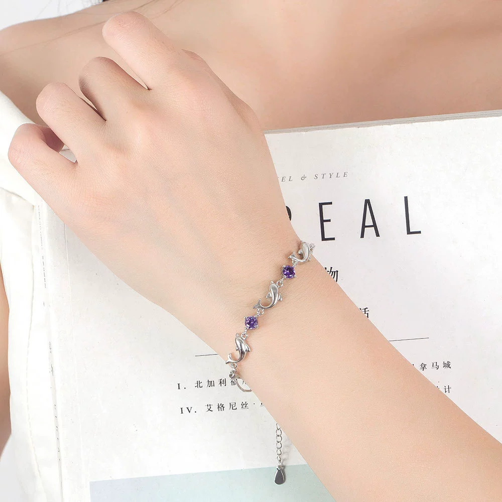 Jewelry, серебряный браслет с аметистом, цепочка для друга, подарок на день рождения