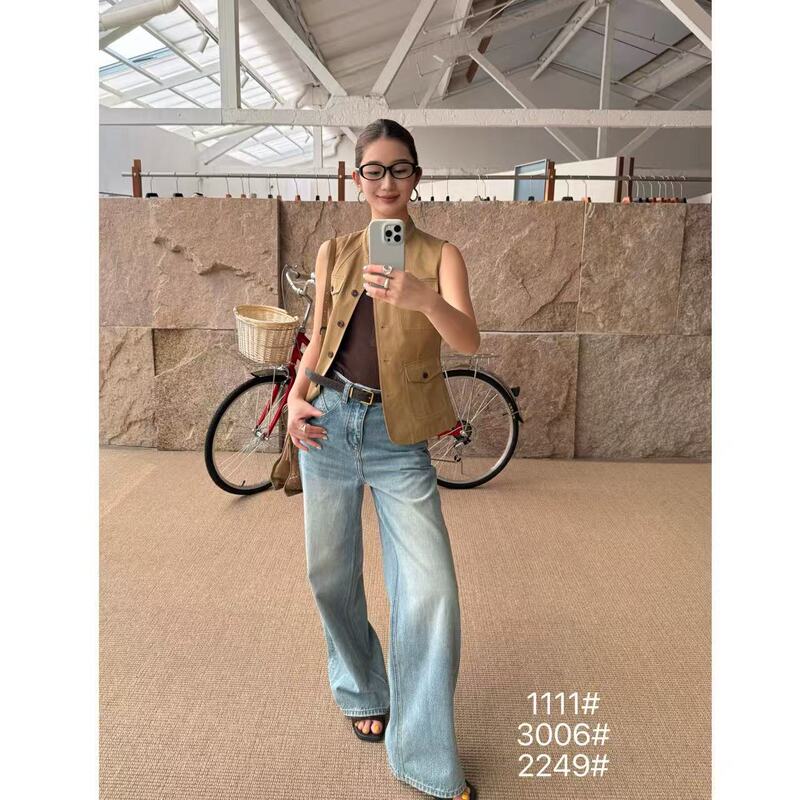 In-Stock Onivintage Old Money Minimalist Jeans for Women, Versatile Straight-Leg Casual Pants with Belt Oj262J2249