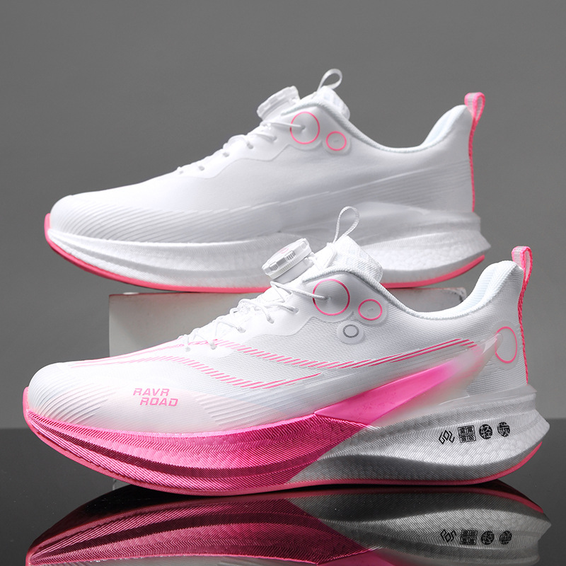 Zapatos para correr con tabla de carbono para estudiantes de primaria y secundaria, zapatos deportivos con hebilla giratoria de suela realmente explosiva, clases de educación física, zapatos ligeros para niños, primavera y verano