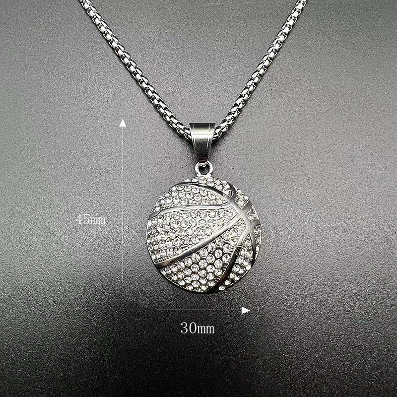 Hip-hop Basketball Stainless Steel Plating Inlay Artificial Diamond Unisex Necklace Necklace Pendant display picture 1