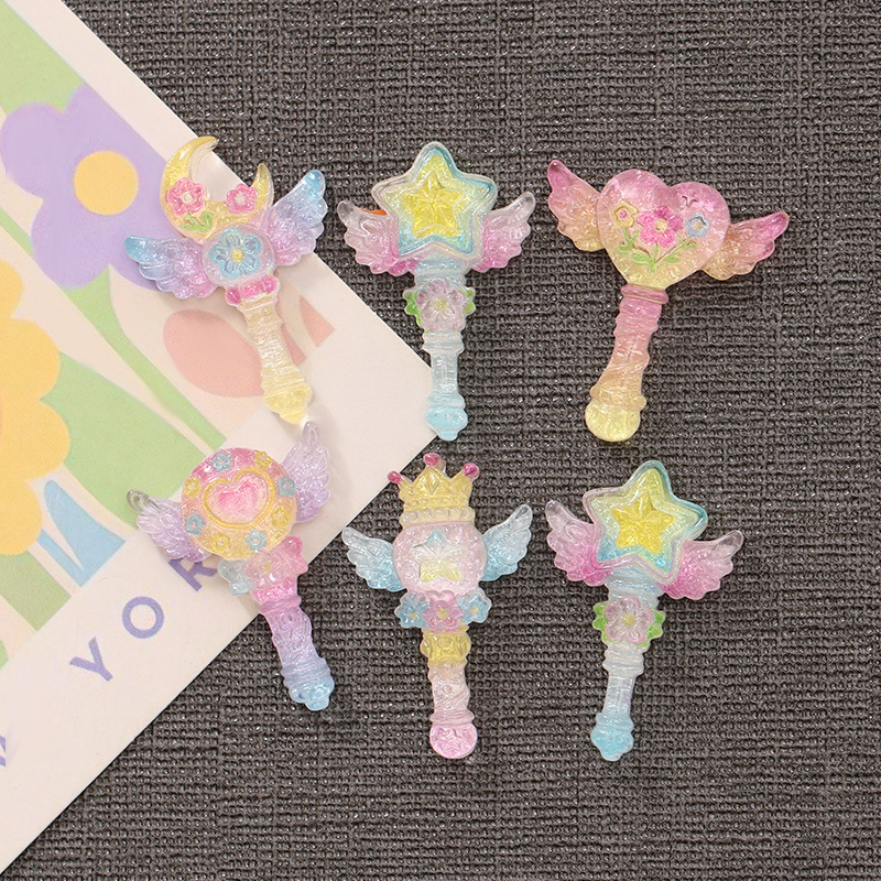 氷透明ファインフラッシュクラウンスター魔法の杖 diy クリーム接着剤ヘアピン携帯電話ケース靴バックル樹脂ジュエリーアクセサリー|undefined