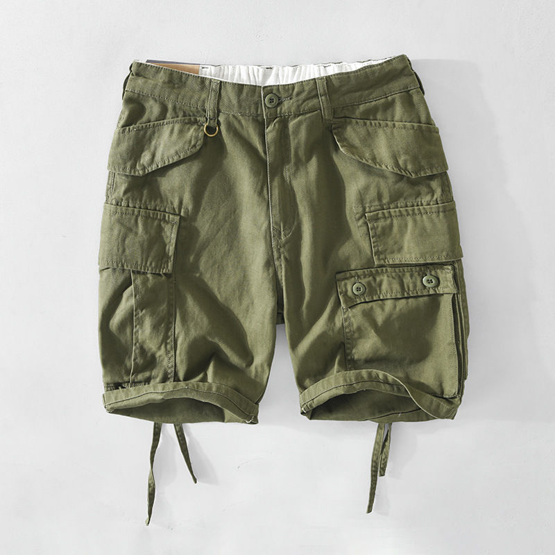 T111 Spring and Summer New Men's Casual Strappy Multi-Flap Pocket Pants Cargo Shorts Drop Shipping