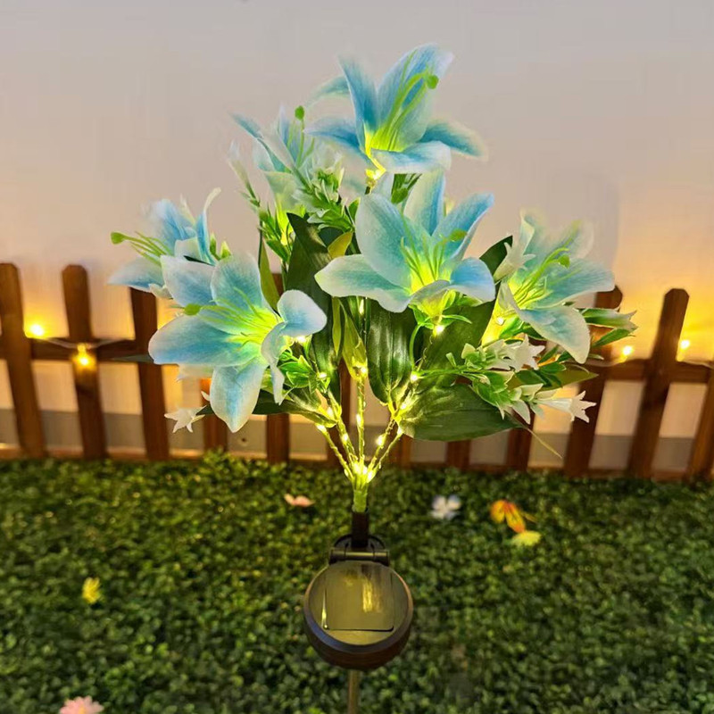 led太阳能灯地插灯彼岸花百合花玫瑰花仿真花蒲公英草坪铜线灯串|undefined