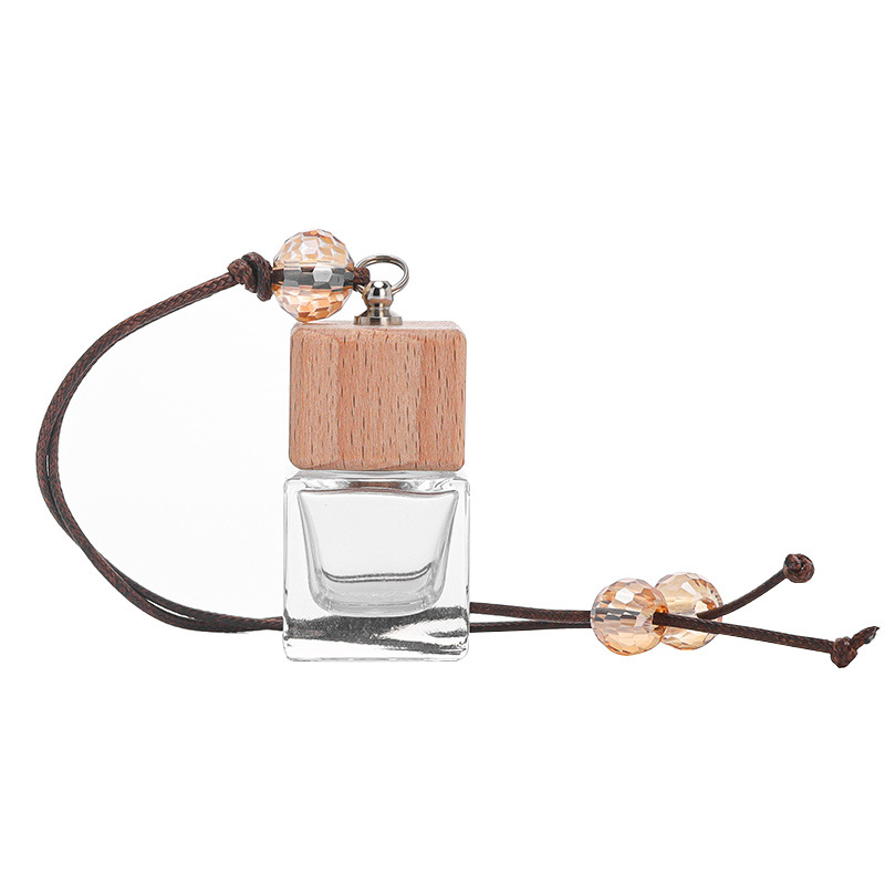 Botella de fragancia de vidrio transparente, botella de fragancia para automóviles, mini botella de aceite esencial para automóviles, colgante de fragancia