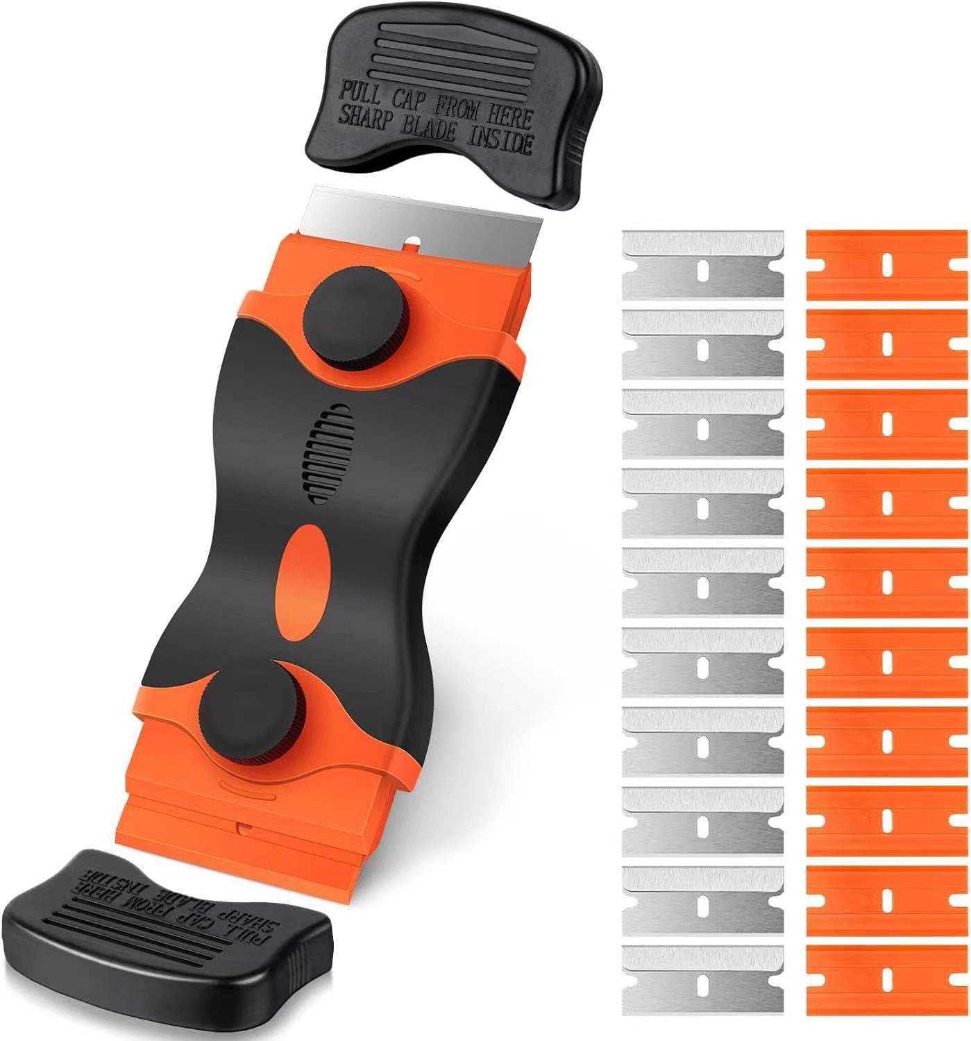Cuchilla de limpieza multifunción raspador de eliminación de pegamento de doble cabeza eliminación de pegamento pequeña cuchilla herramienta de película de coche raspador de descontaminación de cocina