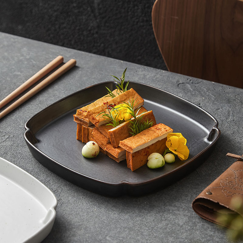 Platos cuadrados profundos de alta calidad, platos de platos creativos para el hogar, platos de hotel, platos de cerámica de restaurante de alta calidad