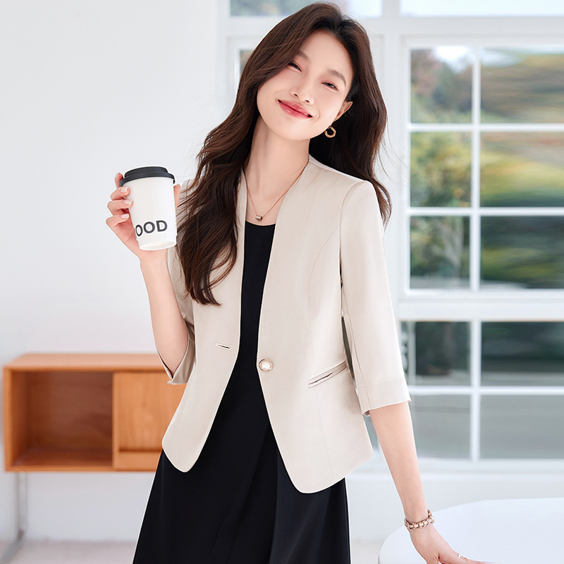 Collarless Suit Jacket Women's 2025 New Style Elegant Socialite High Sense Slim Fit Clothes Small Suit Top Collarless Suit Jacket Women's 2025 New Style Elegant Socialite High Sense Slim Fit Clothes Small Suit Top