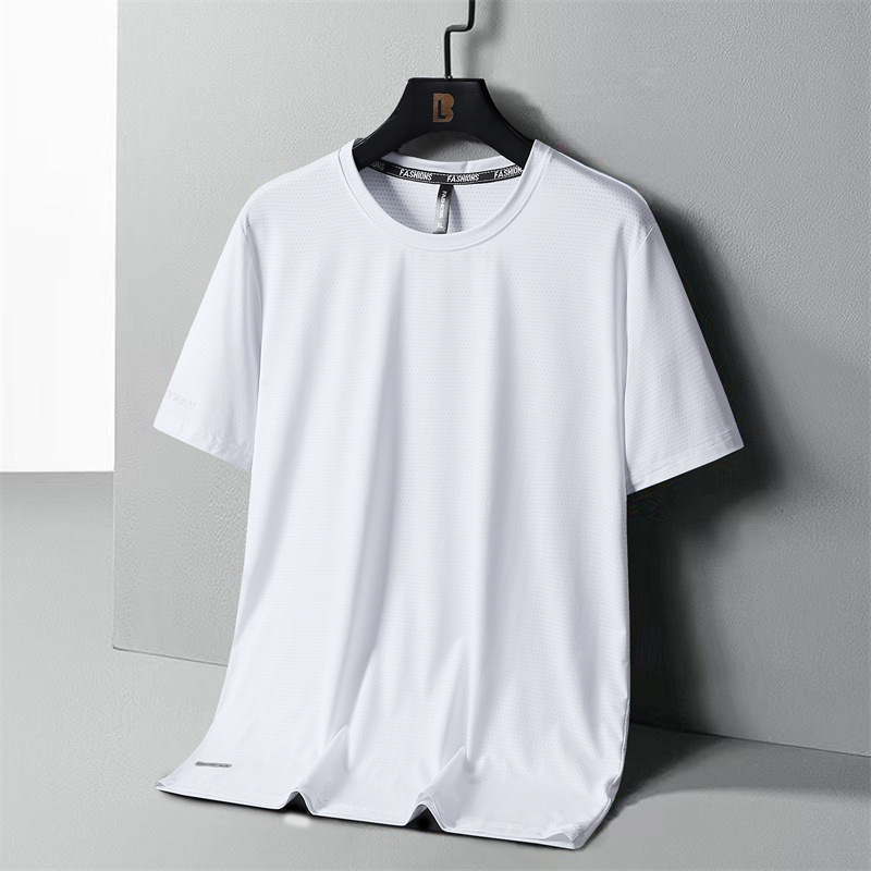 Camiseta de hombre de seda helada de secado rápido, camisa deportiva casual delgada de verano, camiseta base holgada de talla grande, top de talla grande. image 3