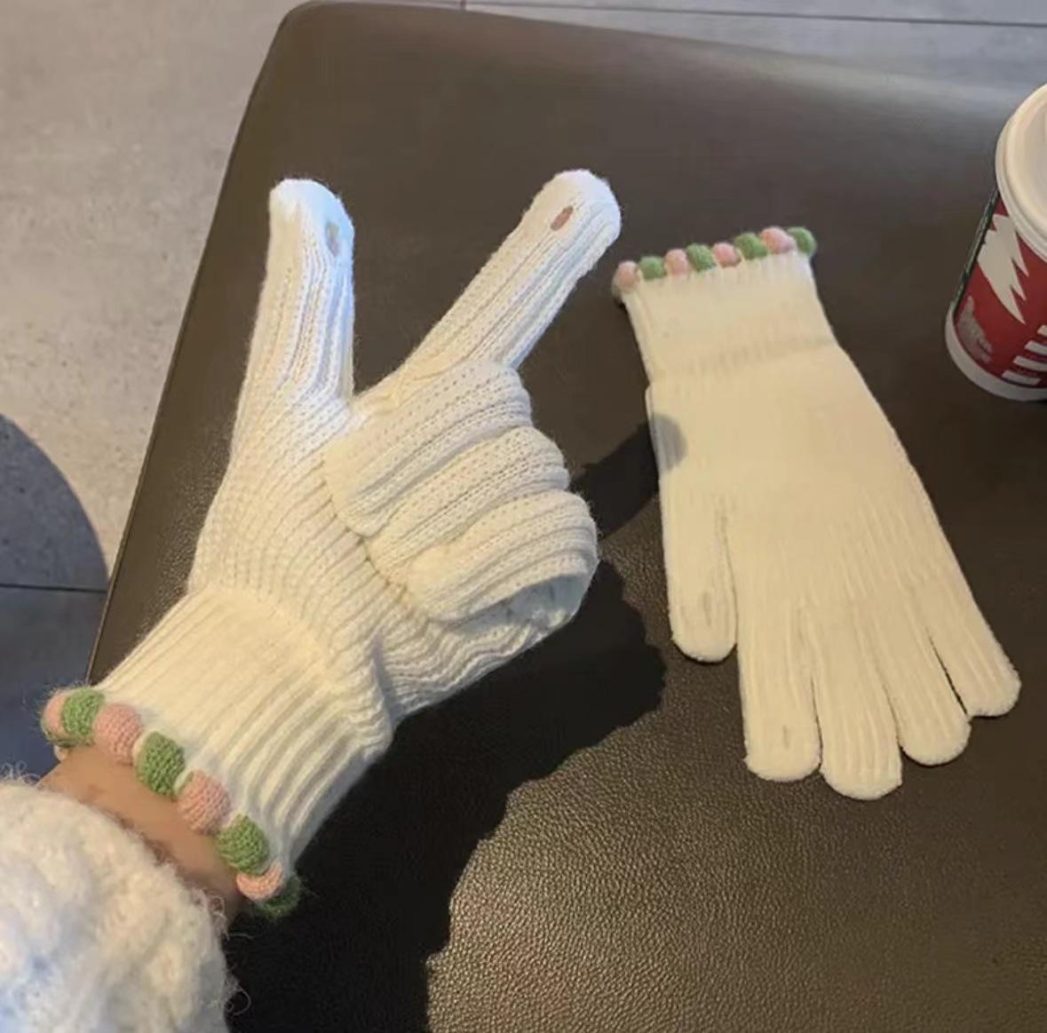 Guantes de moda de punto de lana mujeres invierno lindo ciclismo cálido rocío dos dedos hombres y mujeres parejas guantes de año nuevo estudiante