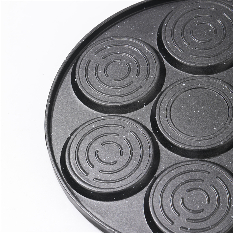 Fabricantes de comercio exterior dibujos animados siete agujeros desayuno plato de asado huevos hamburguesas molde waffle para bebés alimentos suplementarios sartén