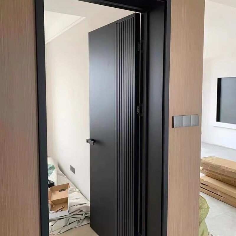 Black Minimalist Modern Door Wooden Door Solid Wood Composite Paint-Free Baking Paint Bedroom Paint-Free Sound-Proof Door Home Interior Door