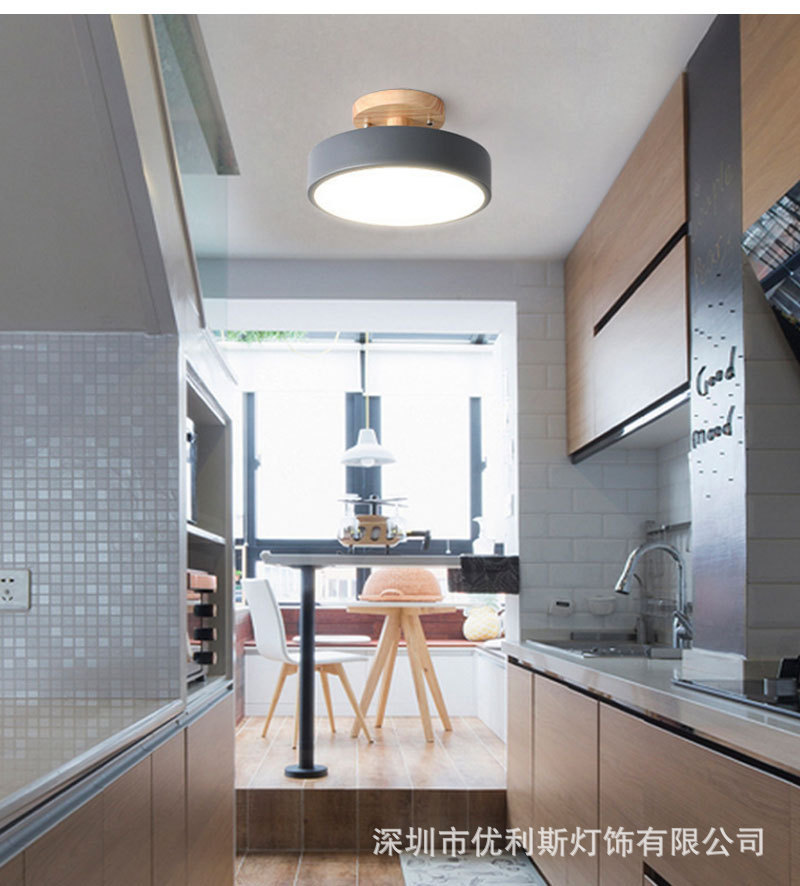 北欧吸顶灯圆形原木卧室灯浪漫温馨主卧房间小餐厅过道包厢套房灯-阿里巴巴