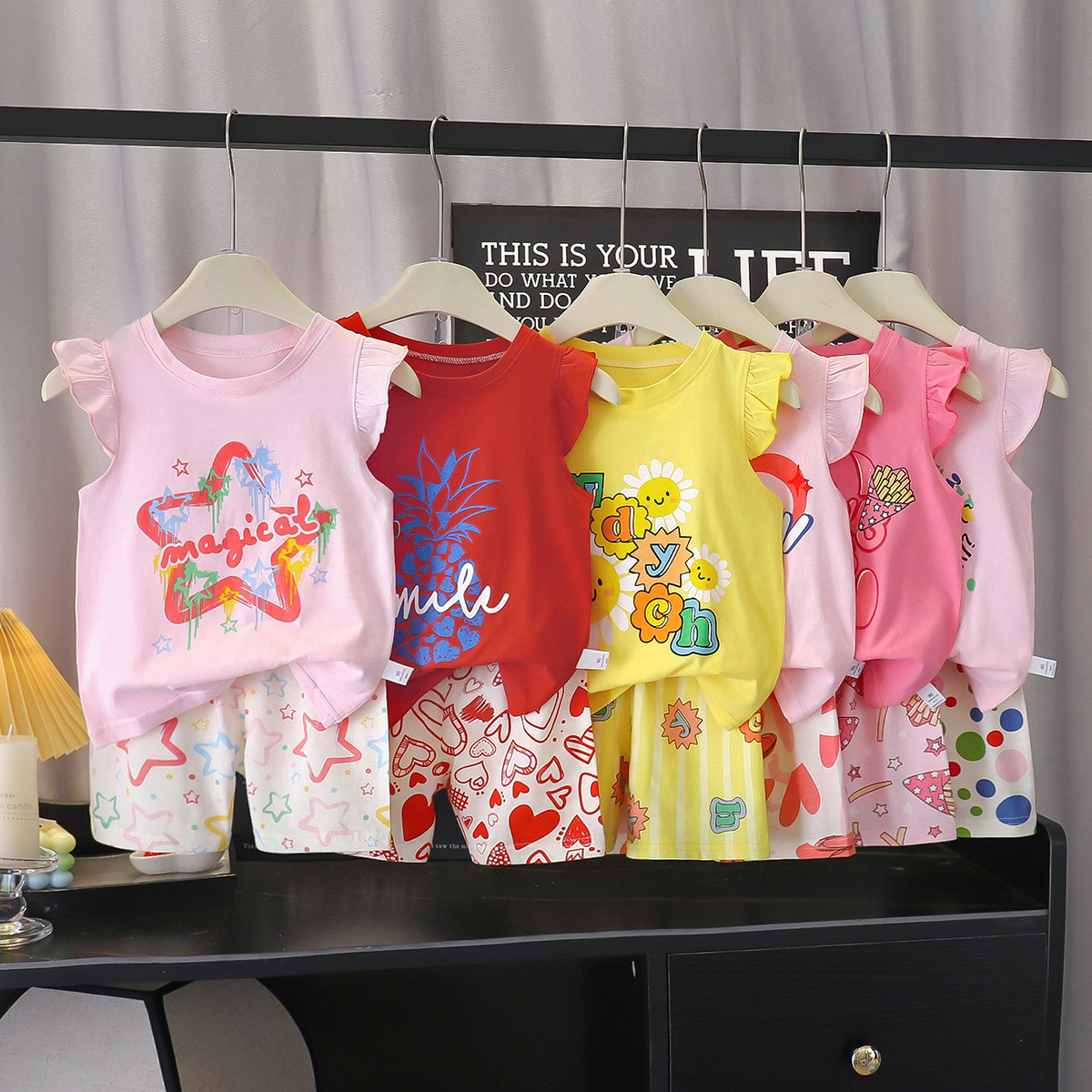 儿童背心套装纯棉女童夏装韩版童装新款2025夏季男童两件套批发