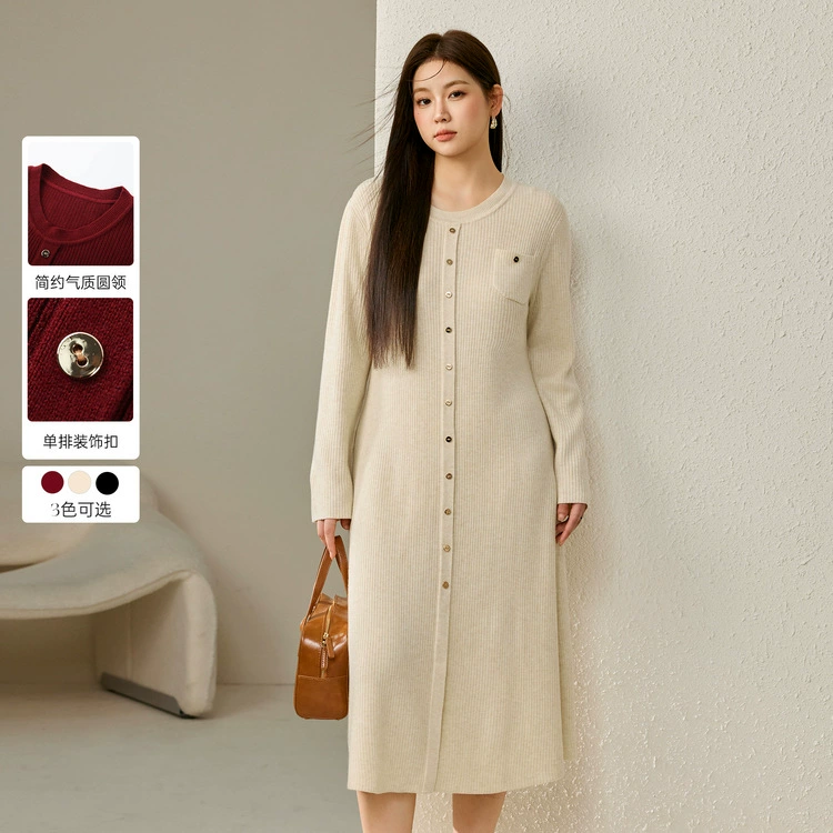 Великое и красивое женское платье большого размера женский темперамент прямого кроя с тонким круглым вырезом платье жирное платье mm2024 осеннее платье новый