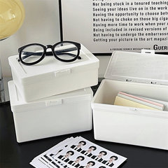 New Ins-style white flip-top storage box, card-hand account material dustproof storage desk stationery organizer box