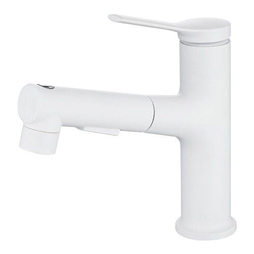Xiaohongshu Same Model Foreign Trade Exclusive Supply White Pull Copper Basin Faucet Cold and Hot Face Wash Basin Top Out Water Faucet 