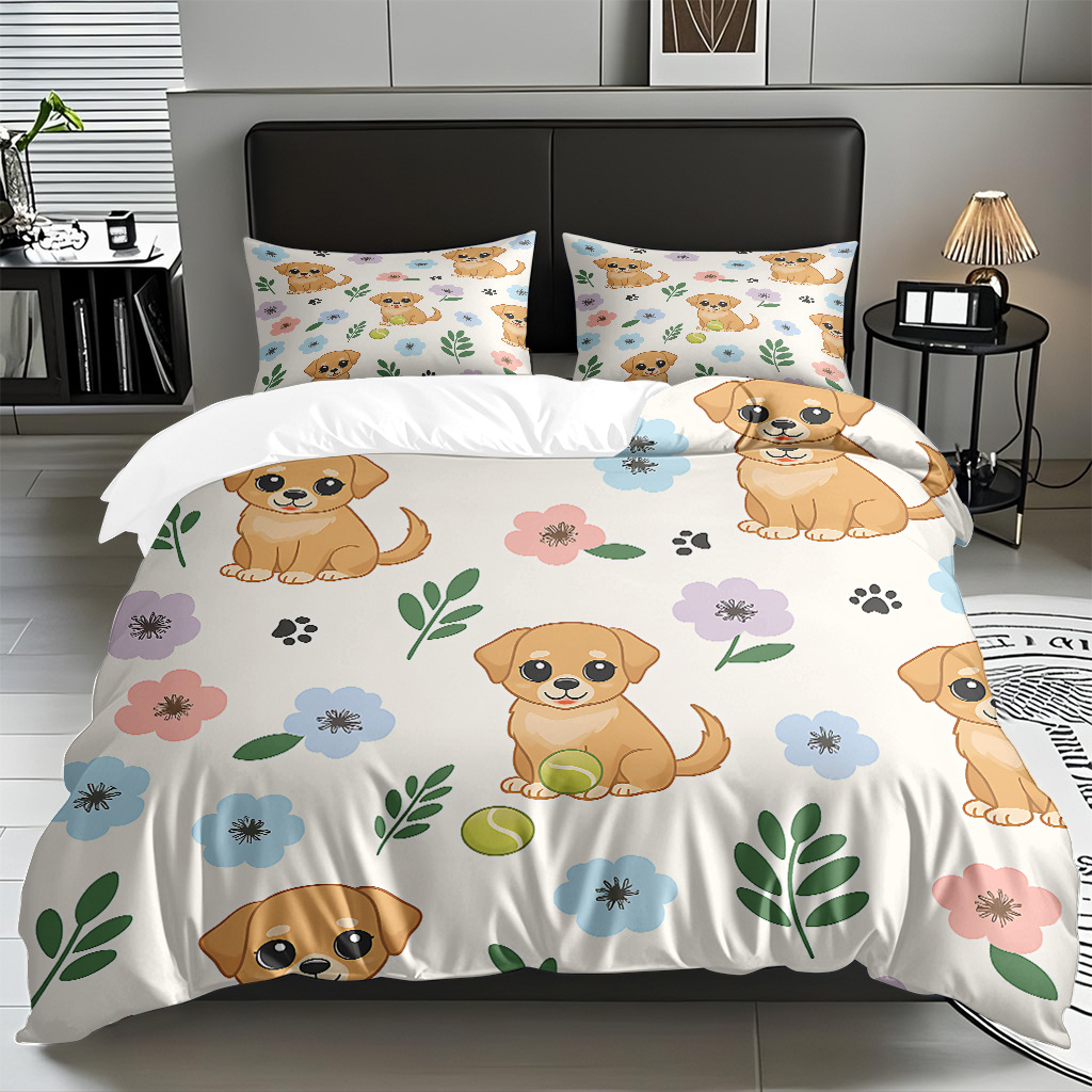 Fábrica directa para textiles caseros moles lindos cachorros impresión digital colcha colcha TEMU / JIT