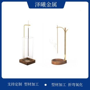 Brass Upside-Down Incense Burner Creative Line Incense Burner Incense Insert Solid Wood Incense Seat Indoor Agarwood Sandalwood Incense Burner Zen Ornaments