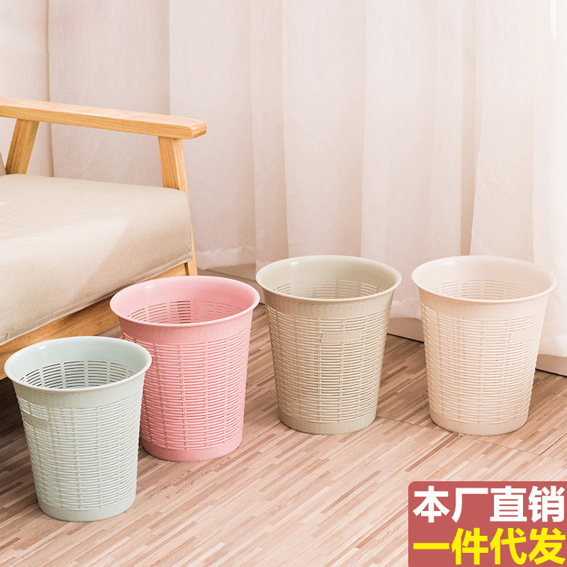 Shun Li Rattan woven trash can thickened hollow basket storage bucket office paper bucket large paper scrap bucket storage basket wholesale