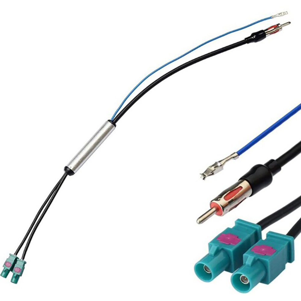 1 Piece of Dual Fakra to Din Plug Adapter (with Phantom Power) Fm Antenna Signal Amplifier