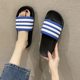 Korean-style Couple Classic Three-bar Summer Casual Sandals and Slippers Internet Popular Trendy Men's Handsome T-shirt Outer Wear Sandals and Slippers Beach Shoes