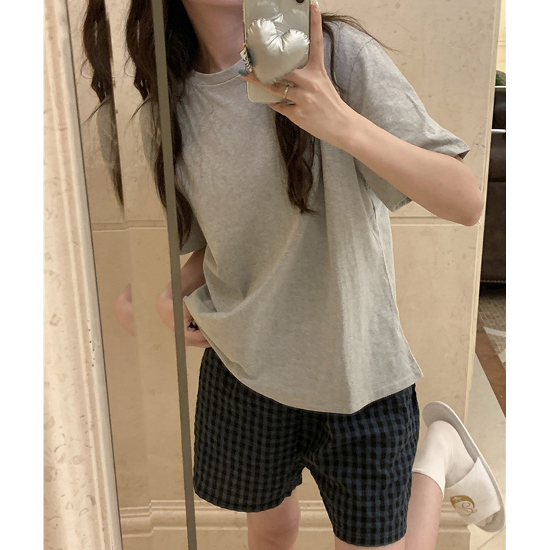 체크무늬[반소매 반바지]