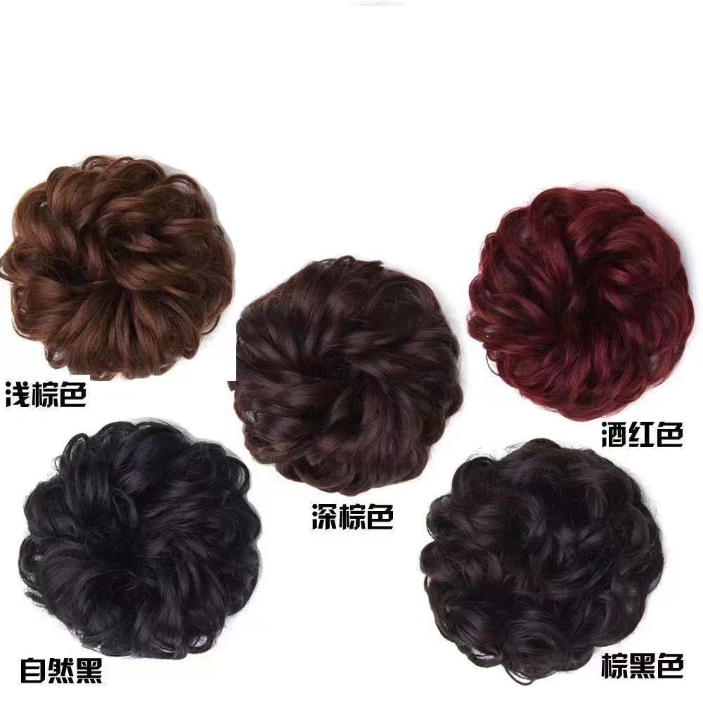 Perruca de mujer agarrando clip de pelo anillo de pelo bola de cabeza de cabello de flores curvas cortas agarrando clip de brotes de cabello flojo gran cola de pelo