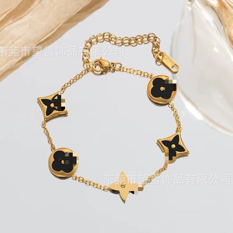 【Full Titanium Steel】Four-Leaf Clover White Shell Bracelet, Exquisite and High-End Feel, Lv-Style Four-Leaf Clover Light Luxury Jewelry