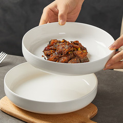 大容量の純白陶磁器の巣の皿の深口の皿の野菜の皿の家庭の碗の皿の食器の皿のシンプルで深いスープの皿