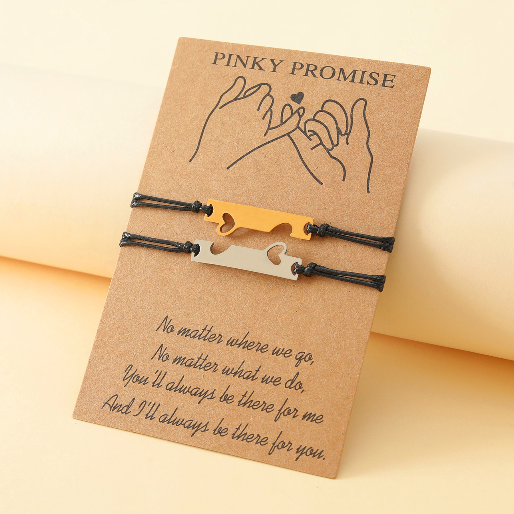 1 Piece Fashion Heart Shape Stainless Steel Wax line Handmade Unisex Bracelets