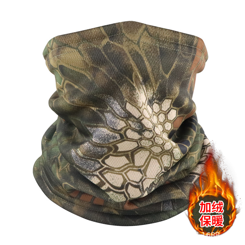 Máscara de invierno transfronteriza con buñuelo de vello grueso turbante de camuflaje para montar al aire libre con cubierta de cuello caliente para esquiar