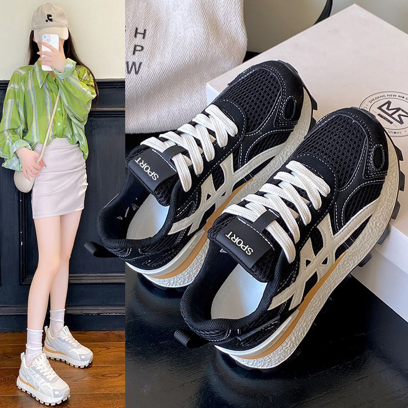 Mesh Forrest Gump Shoes for Women 2025 New Autum Foot-Showing Small Breathable Moral Training Shoes Color Matching Versatile Small Waist Casual Shoes