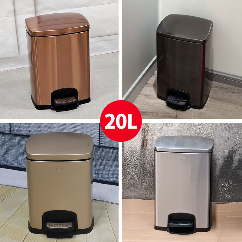 Southern GNF20L Sand Steel Foot Bucket Household Living Room Kitchen with Lid Silent Slow Down Double Layer Trash Bin Rose Gold