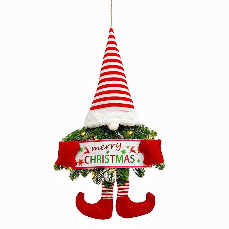 クリスマス装飾用品 クリスマスガーランド クリスマスペンダント 短足赤と白のストリップ サンタクロースガーランド ウォールドアハンギング|undefined