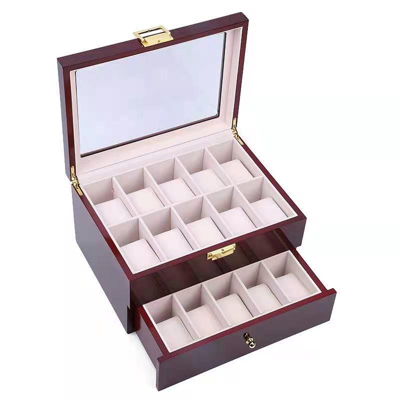 厂家现货批发红色喷漆20位双层手表盒 收纳盒首饰盒展示盒