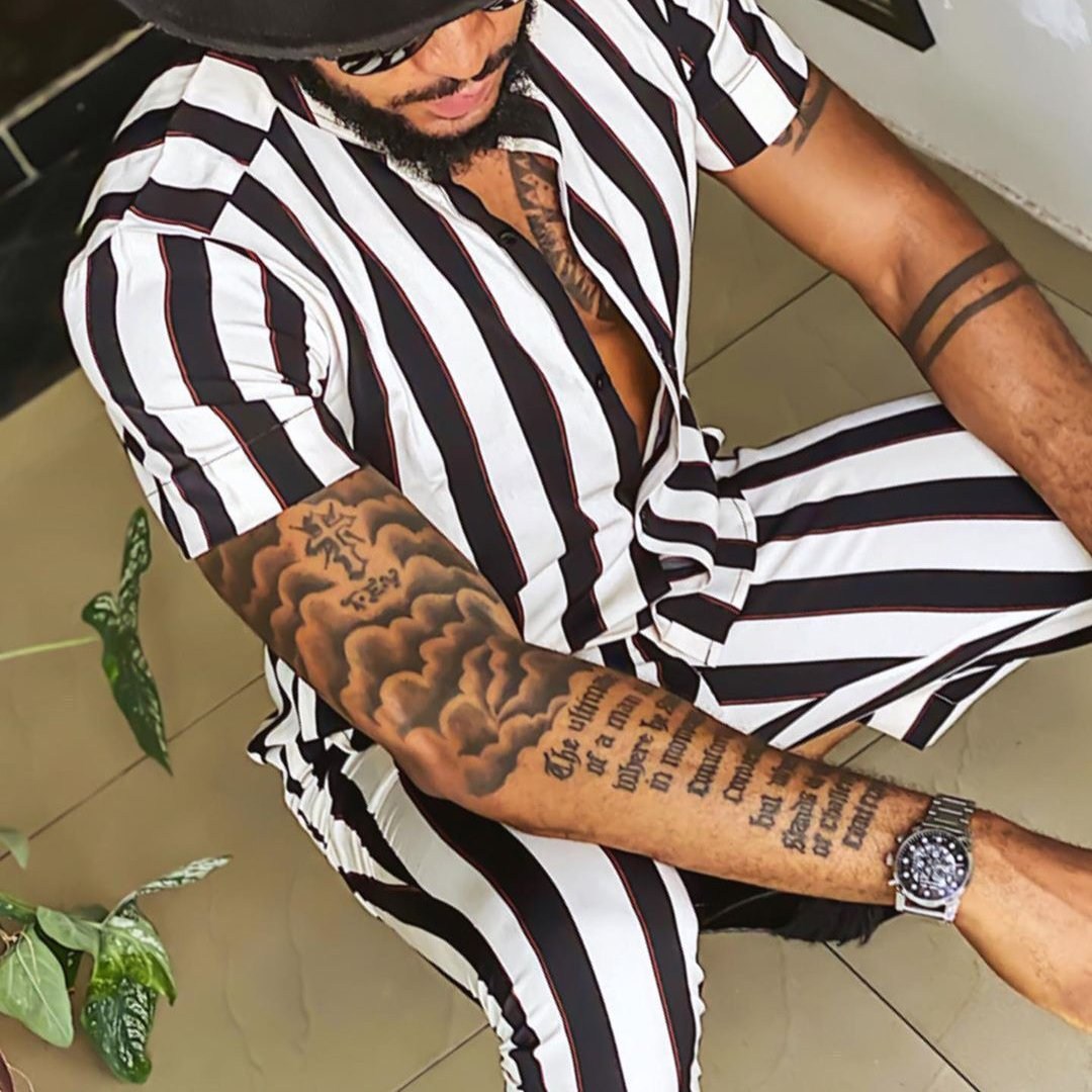Monochrome Men's Summer Casual Two-piece Shirt And Trousers Set_voghion.com