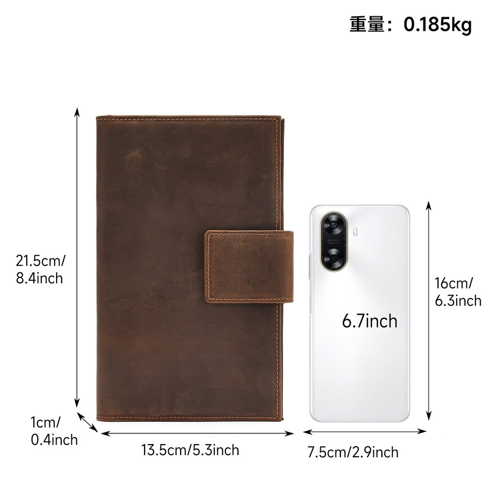 Túi đựng hộ chiếu và giấy tờ du lịch bằng da bò lớp đầu, chống RFID, chống từ tính, có ngăn đựng AirTag — Màu cà phê, Màu xanh dương, Xanh lá cây, màu đen