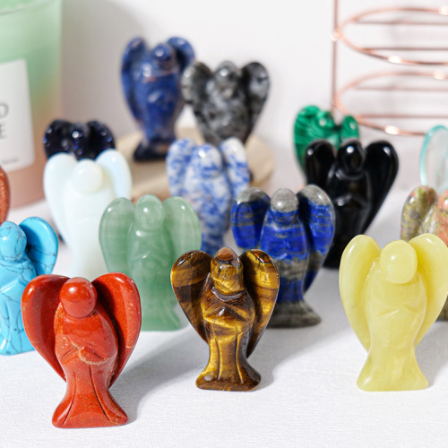 2-inch natural crystal angel carving piece crystal raw stone semi-precious stone mineral mark home desktop decoration crafts