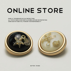 MOSN Small Freshman Style Transparent Oil Black and White Metal Button Star Suit Jacket Coat Knitwear Button