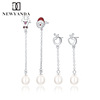 DIY Ear care S925 Sterling Silver Pearl Apple have more cash than can be accounted for tassels Ear Studs design Santa Claus Elk Earrings