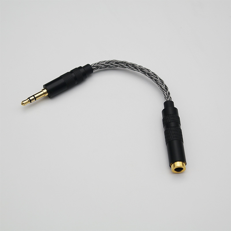 Adaptador de audio de cobre de un solo cristal de ocho hilos 4,4 balance hembra a 2,5 balance macho 3,5 estéreo macho