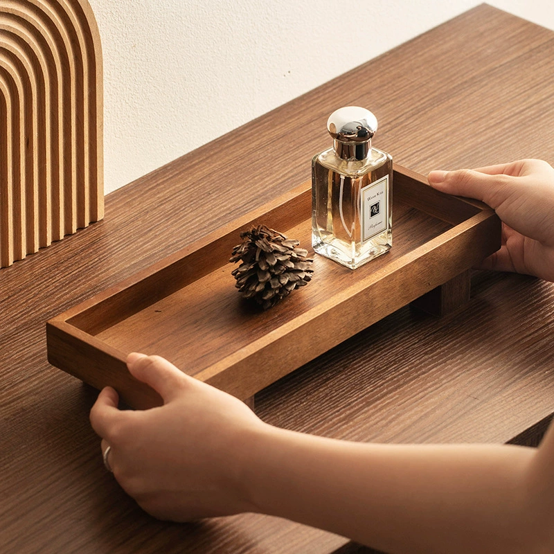 Chinese style walnut jewelry storage tray simple versatile multi-function light luxury home tea room solid wood storage tray