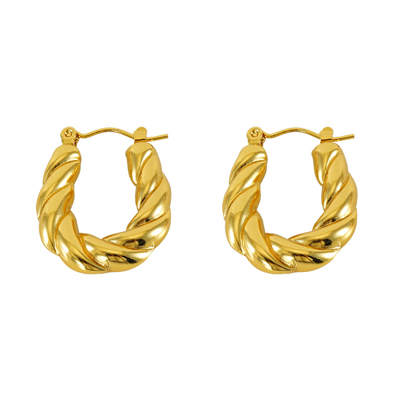 Orejas en forma de U de viento INS atmosférico transfronterizo europeo y americano, hebilla de oreja, pendiente de giro de acero inoxidable de alta calidad para mujer, fábrica al por mayor