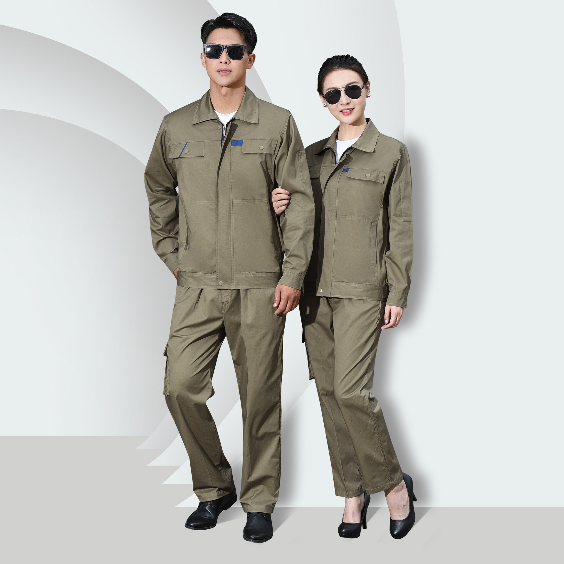 厂家现货夏季棉质电网工作服套装短袖长袖电工服工作装可做LOGO