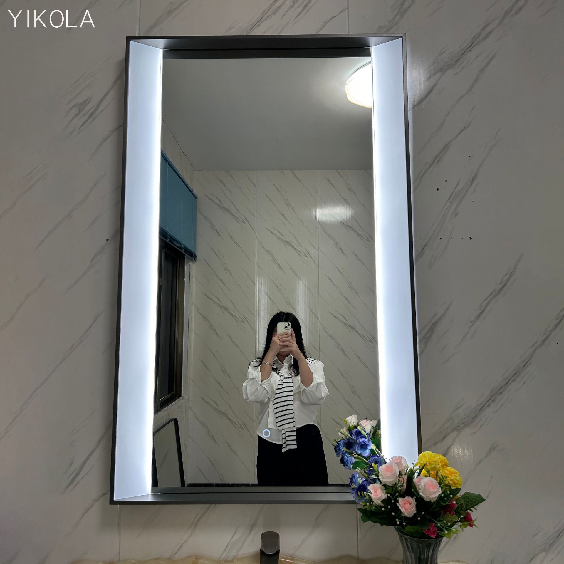 Hilton Doubletree Hotel Bathroom Smart Mirror Stainless Steel Frame Acrylic Illuminated Vanity Mirror Wall-Mounted Mirror