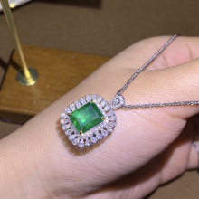 高端网红直播热卖新品仿真祖母绿碧玺满钻开口戒指女 吊坠项链