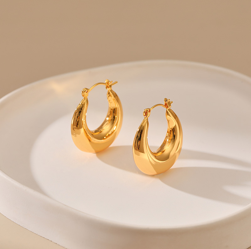 Retro Solid Color Copper Plating Hoop Earrings 1 Pair