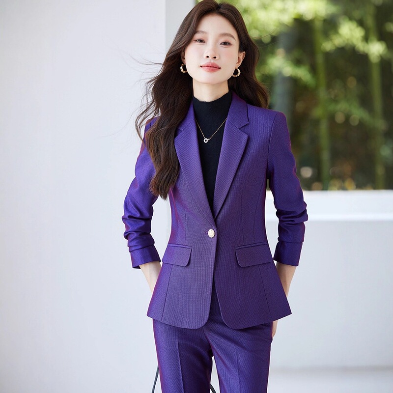 Women's Purple Blazer Unique Super Stylish Streetwear Two-Piece Light Workplace High-End Professional Suit