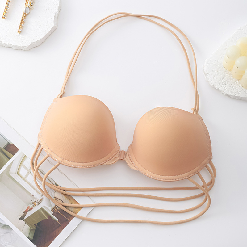 Shantou sujetador de hebilla frontal cintura de cuello sexy ropa interior de espalda pequeña pecho grueso reunido sujetador de moda para chicas